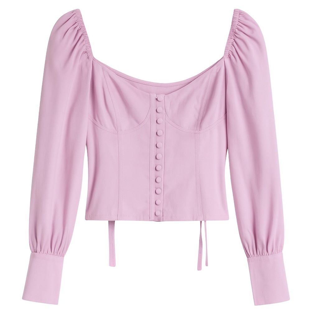 Forever 21 Puff Sleeve Top – Size S, Pink/Lilac